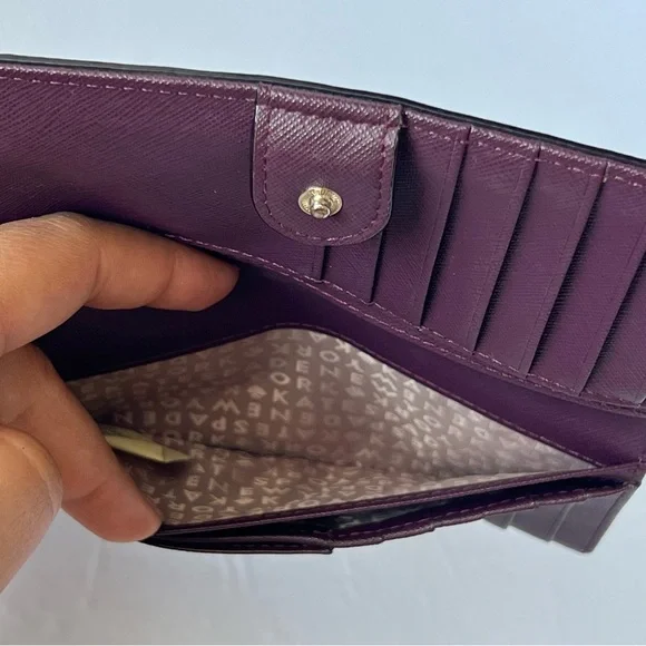 Kate Spade Bifold Wallet Card Holder Burgundish Red Wine Color - Picture 12 of 16